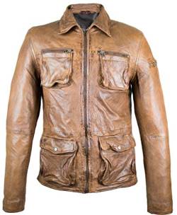 MDM Herren Biker Leder Jacke in Vintage Braun aus echtem Lamm Leder 52 von MDM