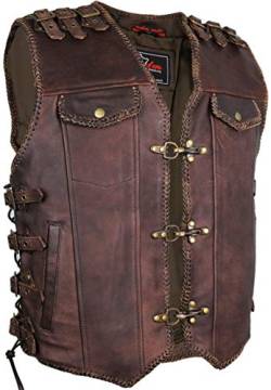 MDM Herren Biker Lederkutte, Schnallen Vintage Weste, (Gr. M) von MDM