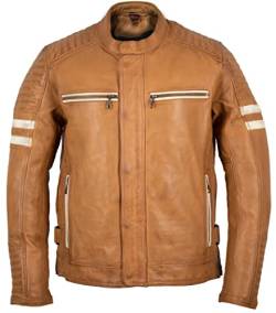 MDM Herren Biker Motorrad Jacke Lederjacke mit Protektoren, Rindsleder (Braun, Gr. 3XL) von MDM