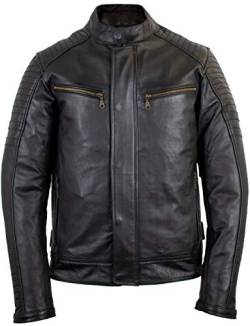 MDM Herren Biker Motorrad Jacke Lederjacke mit Protektoren, Rindsleder (DE/NL/SE/PL, Alphanumerisch, 3XL, Regular, Regular, Schwarz) von MDM