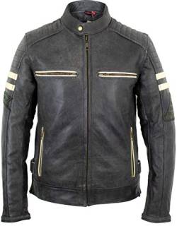 MDM Herren Biker Motorrad Jacke Lederjacke mit Protektoren, Rindsleder (DE/NL/SE/PL, Alphanumerisch, M, Regular, Regular, Grau) von MDM