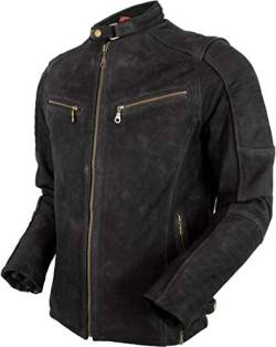 MDM Herren Biker Wildleder Nubuk Lederjacke (DE/NL/SE/PL, Alphanumerisch, L, Regular, Regular, Schwarz) von MDM