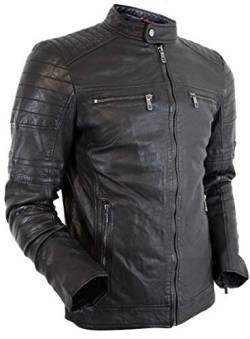 MDM Herren Jacke Übergangsjacke Biker Lederjacke Echtleder (52/XL) von MDM