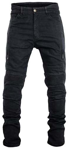 MDM Herren Motorrad Biker Jeans mit Aramid Gewebe und Protektoren, Slim Fit (DE/NL/SE/PL, Bundweite & Schrittlänge, 30, 32, schwarz) von MDM