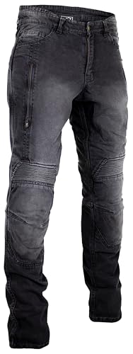 MDM Herren Motorrad Biker Jeans mit Aramid Gewebe und Protektoren, Slim Fit (DE/NL/SE/PL, Bundweite & Schrittlänge, 36, 32, anthrazit) von MDM