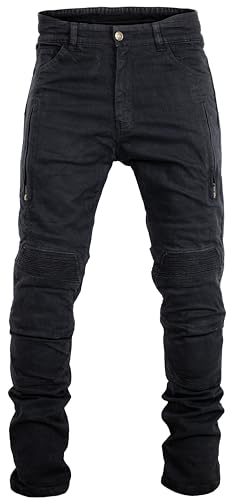 MDM Herren Motorrad Biker Jeans mit Aramid Gewebe und Protektoren, Slim Fit (DE/NL/SE/PL, Bundweite & Schrittlänge, 38, 32, schwarz) von MDM