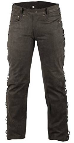 MDM Lederhose Bikerlederhose Bikerjeans Lederjeans in Nubuk Leder seitlich geschnürt (30) von MDM