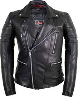 MDM Retro Motorrad Lederjacke 80´s Oldschool erhältlich (S, schwarz) von MDM