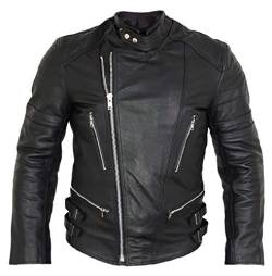 MDM Retro Motorrad Lederjacke in Schwarz (2XL) von MDM