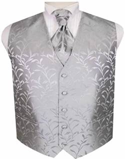 ME&SLEEVE Herren Anzugweste mit Blumenmuster Formelle Jacquard Weste Ascot Krawatten Set 3 Teilig für Hochzeit/Business/Party von ME&SLEEVE