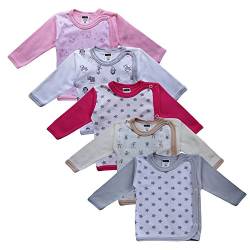 MEA BABY Baby Wickelshirt Langarm Baumwolle 5er Pack. Wickelshirt Baby Mädchen Wickelshirt Baby Junge (62, Mädchen) von MEA BABY