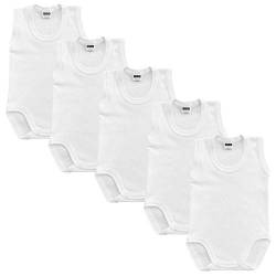 MEA BABY Unisex Baby Achselbody aus 100% Baumwolle im 5er Pack, Baby Body weiss, Baby Body weiß für Madchen, Baby Body weiß für Jungen (68) von MEA BABY