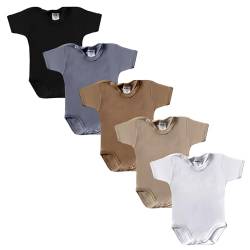 MEA BABY Unisex Baby Kurzarm-Body mit Aufdruck aus 100% Baumwolle im 5er Pack, Baby Body mit Aufdruck, Baby Body für Madchen, Baby Body für Jungen (Jungen3, 80) von MEA BABY