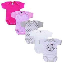 MEA BABY Unisex Baby Kurzarm-Body mit Aufdruck aus 100% Baumwolle im 5er Pack, Baby Body mit Print, Baby Body für Mädchen, Baby Body für Jungen (Mädchen, 74) von MEA BABY