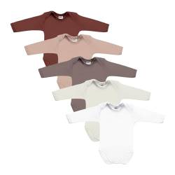 MEA BABY Unisex Baby Langarm Body aus 100% Baumwolle im 5er Pack, Baby Body mit Aufdruck, Baby Body für Mädchen, Baby Body für Jungen (80, Mädchen 3) von MEA BABY