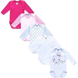 MEA BABY Unisex Baby Langarm Body aus 100% Baumwolle im 5er Pack, Baby Body mit Aufdruck, Baby Body für Mädchen, Baby Body für Jungen (92, Mädchen 2) von MEA BABY