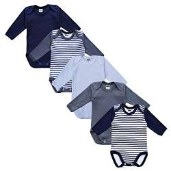 MEA BABY Unisex Baby Langarm Body aus 100% Baumwolle im 5er Pack, Baby Body mit Aufdruck, Baby Body für Mädchen, Baby Body für Jungen (98, Jungen) von MEA BABY