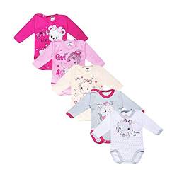 MEA BABY Unisex Baby Langarm Body aus 100% Baumwolle im 5er Pack, Baby Langarm Body mit Aufdruck, Baby Langarm Body für Mädchen, Baby Langarm Body für Jungen (80, Mädchen 2) von MEA BABY