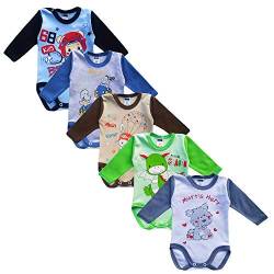 MEA BABY Unisex Baby Langarm Body aus 100% Baumwolle im 5er Pack, Baby Langarm Body mit Aufdruck, Baby Langarm Body für Mädchen, Baby Langarm Body für Jungen. (68, Jungen) von MEA BABY