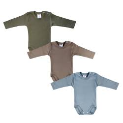 MEA BABY Unisex Baby Langarm Body im 3er Pack, Baby Body mit Aufdruck, Baby Body für Mädchen, Baby Body für Jungen (56, Farbenmix 2) von MEA BABY