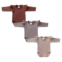 MEA BABY Unisex Baby Langarm Body im 3er Pack, Baby Body mit Aufdruck, Baby Body für Mädchen, Baby Body für Jungen (74, Mädchen 4) von MEA BABY