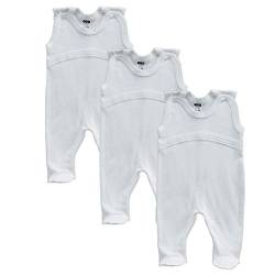 MEA BABY Unisex Baby Strampler aus 100% Bio-Baumwolle im 3er Pack. Baby Strampler Weiß (Creme). Baby Strampler für Mädchen Baby Strampler für Jungen (74) von MEA BABY