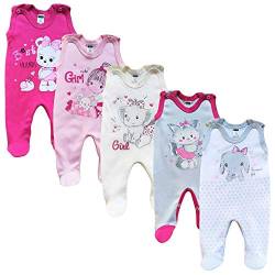 MEA BABY Unisex Baby Strampler mit Aufdruck aus 100% Baumwolle im 5er Pack. Baby Strampler für Mädchen Baby Strampler für Jungen (56, Mädchen 2) von MEA BABY