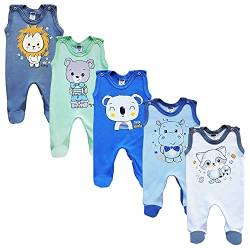 MEA BABY Unisex Baby Strampler mit Aufdruck aus 100% Baumwolle im 5er Pack. Baby Strampler für Mädchen Baby Strampler für Jungen (62, Jungen 3) von MEA BABY