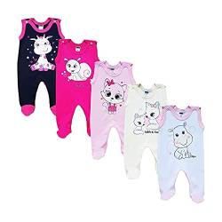 MEA BABY Unisex Baby Strampler mit Aufdruck aus 100% Baumwolle im 5er Pack. Baby Strampler für Mädchen Baby Strampler für Jungen (68, Mädchen 3) von MEA BABY