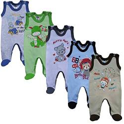 MEA BABY Unisex Baby Strampler mit Aufdruck aus 100% Baumwolle im 5er Pack. Baby Strampler für Mädchen Baby Strampler für Jungen (74, Jungen) von MEA BABY