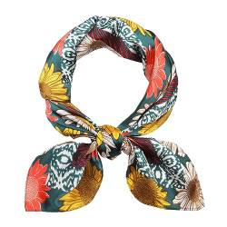 MEANBEAUTY Damen 70 x 70 cm Seidenschal Seide Leicht Bandana mehrfarbig Schal Kopftuch Haarschal-Blumen 40 von MEANBEAUTY