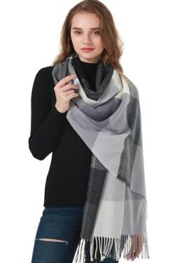 MEANBEAUTY Damen-Schal Kariert Deckenschal Pashmina-Schals Winter lang Schal Fransen Deckenschals -Mehrfarbig 7 von MEANBEAUTY