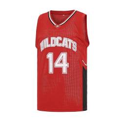 MEBRACS Wildcats Basketballtrikot für Herren 14 Troy Bolton 8 Chad Danforth High School Kostüm, 14 Rot, L von MEBRACS