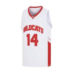 MEBRACS Wildcats Basketballtrikot für Herren 14 Troy Bolton 8 Chad Danforth High School Kostüm, 14 Weiß, Klein von MEBRACS
