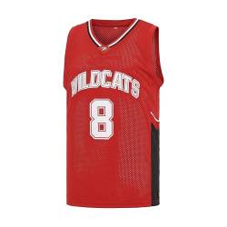 Wildcats Basketballtrikot für Herren 14 Troy Bolton 8 Chad Danforth High School Kostüm, 8 Rot, 3X-Groß von MEBRACS