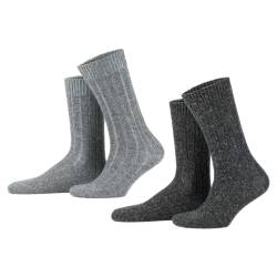 MEBY 2 Paar Alpaka Socken. Warme Thermosocken. Dicke, flauschige Wintersocken. Vorgewaschene Wandersocken aus Alpakawolle (DE/NL/SE/PL, Numerisch, 39, 42, Regular, Regular, Grau-Anthrazit 3095) von MEBY