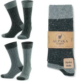 MEBY 2 Paar Alpaka Socken. Warme Thermosocken. Dicke, flauschige Wintersocken. Vorgewaschene Wandersocken aus Alpakawolle (DE/NL/SE/PL, Numerisch, 43, 46, Regular, Regular, Grau-Anthrazit 3096) von MEBY