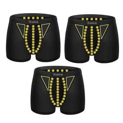 3er Pack Männer Vergrößerung Unterwäsche 48 Energie-Magnete Magnetische Therapie Gesundheitspflege Boxershorts 3D Big Crotch Shorts (Color : Black, Size : XL) von MECKOZ