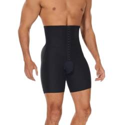 MECKOZ Men Tummy Control Waist Trainer Shaper Einstellbare Kompressionsunterwäsche Shorts Im Offenen Schritt, Schlanker Bauch, Popo-Lift (Color : Schwarz, Size : XL) von MECKOZ