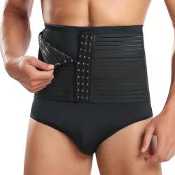 Männer Tummy Control Shorts Verstellbares Taillenband Schlankmacher Konturierte Shapewear mit Hoher Taille Pouch-Slips (Color : Schwarz, Size : L) von MECKOZ