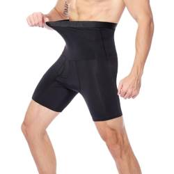 Shapewear Shorts für Männer mit Bauchansatz Schlankmachende Anti-Curling-Unterwäsche mit Hoher Taille Boxershorts mit Langem Bein S-6XL (Color : Schwarz, Size : 6XL) von MECKOZ