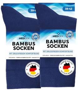 MEDOLY Bambus Socken (6 Paar) ohne Gummibund, gegen Schweißfüße, mit 72% Bambus-Viskose - Bambus Socken Herren & Damen von MEDOLY