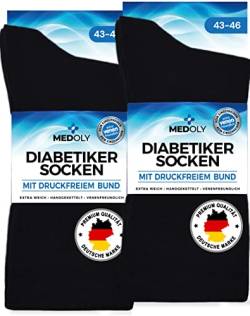 MEDOLY Diabetikersocken (6 Paar) ohne Gummibund, mit 97% Baumwolle, für Damen & Herren - Socken ohne störende Naht, Diabetiker Socken ohne Bund von MEDOLY