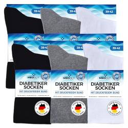 MEDOLY Diabetikersocken (6 Paar) ohne Gummibund, mit 97% Baumwolle, für Damen & Herren - Socken ohne störende Naht, Diabetiker Socken ohne Bund von MEDOLY