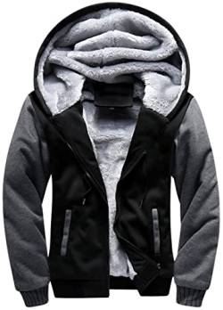 MEDUOLA Herren Hoodies Reißverschlussjacke mit Super Dicker Fleece Kapuzenjacke Langarm Hoodie Winterjacken M,02 Schwarz von MEDUOLA