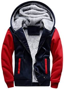 MEDUOLA Herren Hoodies Reißverschlussjacke mit Super Dicker Fleece Kapuzenjacke Langarm Hoodie Winterjacken XL,02 Rot von MEDUOLA