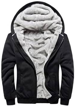 MEDUOLA Herren Hoodies Reißverschlussjacke mit Super Dicker Fleece Kapuzenjacke Langarm Hoodie Winterjacken XXL,11 Schwarz von MEDUOLA