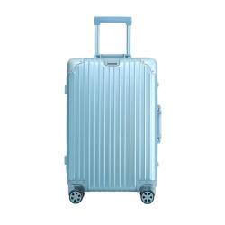 MEDUZA Koffer Vollaluminium-Magnesiumlegierungs-Trolley-Koffer, Metallkoffer, Universal-Rad-Boarding-Koffer, 24-Zoll-Koffer Suitcase (Color : Blue, Size : A) von MEDUZA