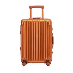 MEDUZA Koffer Vollaluminium-Magnesiumlegierungs-Trolley-Koffer, Metallkoffer, Universal-Rad-Boarding-Koffer, 24-Zoll-Koffer Suitcase (Color : Orange, Size : A) von MEDUZA