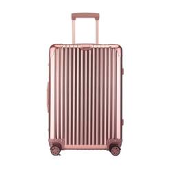 MEDUZA Koffer Vollaluminium-Magnesiumlegierungs-Trolley-Koffer, Metallkoffer, Universal-Rad-Boarding-Koffer, 24-Zoll-Koffer Suitcase (Color : Pink, Size : A) von MEDUZA